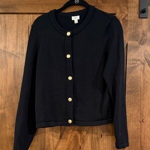 J crew gold button cardigan